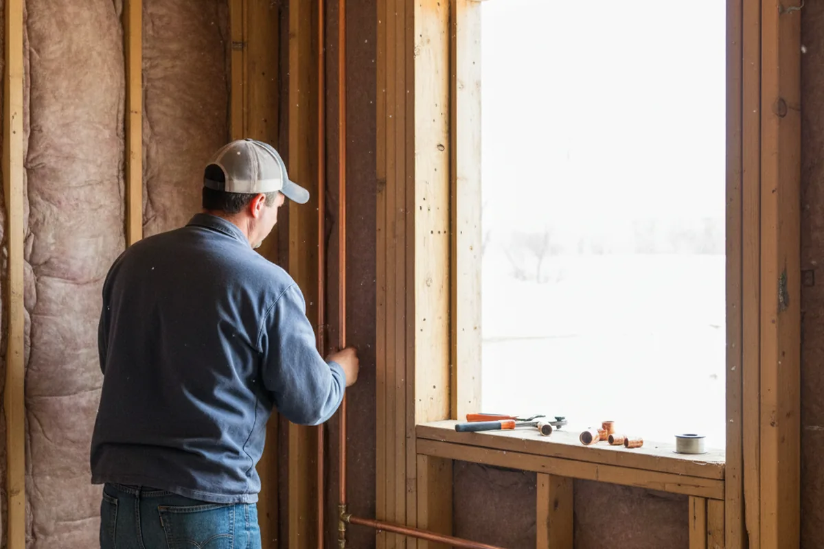 Licensed plumber running new copper supply lines in a Lincolndale home