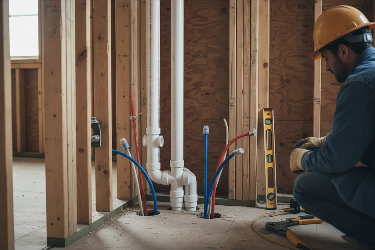 Drain and supply rough-in during Leak Detection in Lincolndale